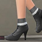 High Heel Boot with Lace Trim Knitted Sock