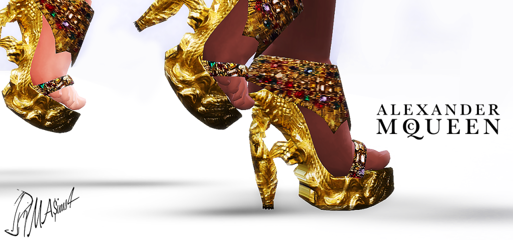 Alexander McQueen Gold Sculpted Platform Shoes