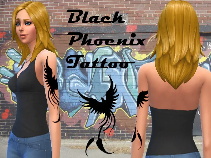 Black Phoenix Tattoo Design
