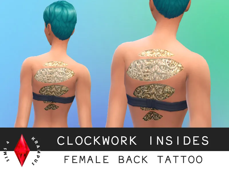 Clockwork Female Back Tattoo