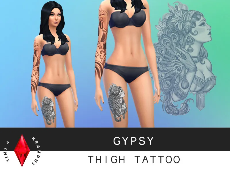 Gypsy Thigh Tattoo for Women