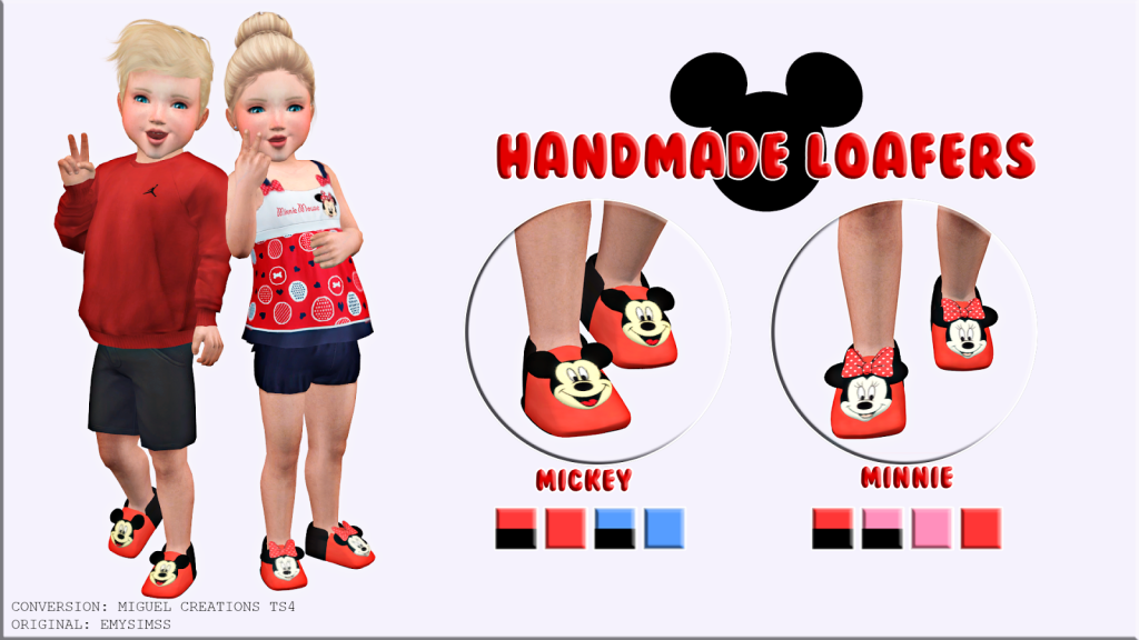 Handmade loafers Mickey and Minnie