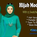 Hijab Model055, Hair 003, Set & Gold Sparkles