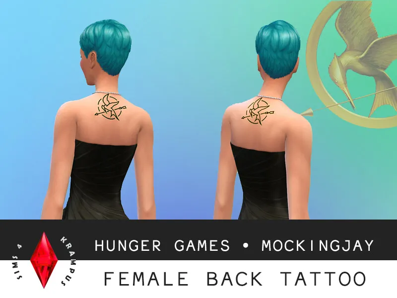 Hunger Games Mockingjay Back Tattoo