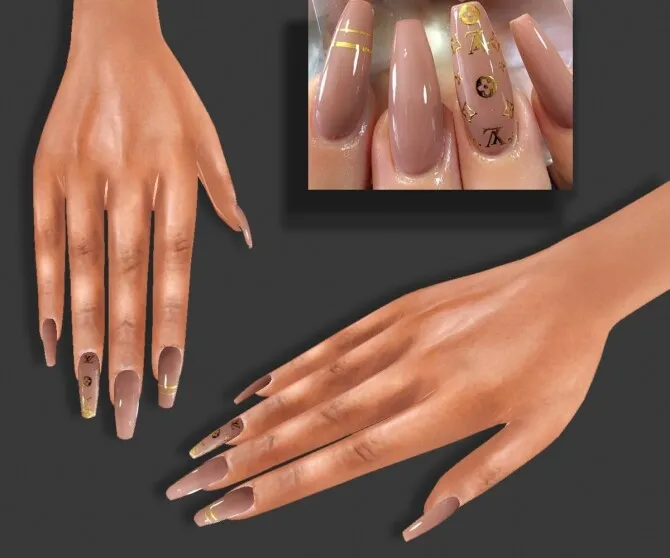 LV Beige Nails HQ one color