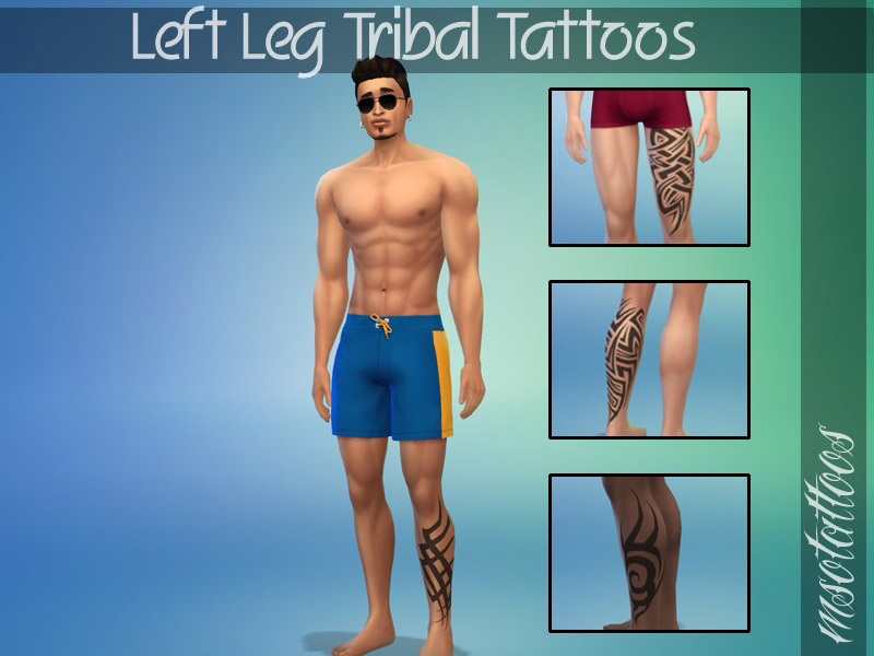 Left Leg Tribal Tattoos for Males