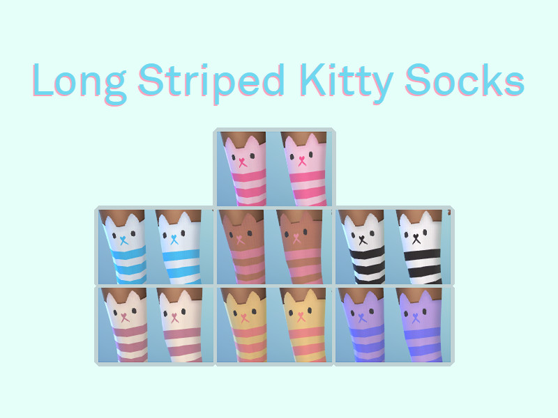 Long Striped Kitty Socks