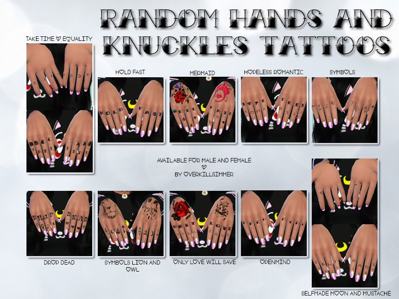 Random Hands and knuckles tattoos