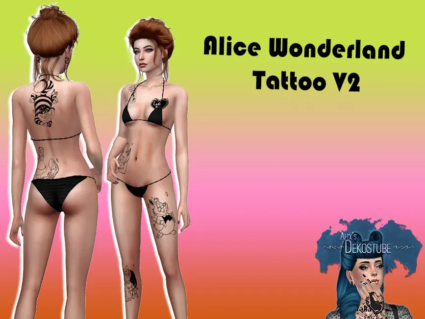 Alice Wonderland Tattoo V2