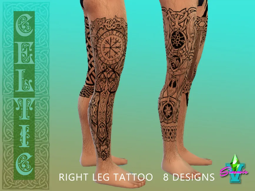 Celtic Right Leg Tattoos