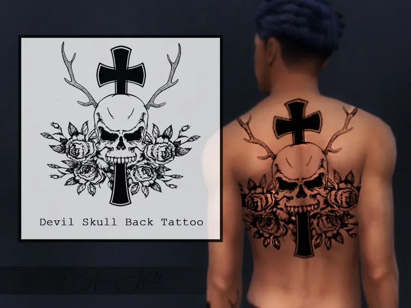 Devil Skull Back Tattoo