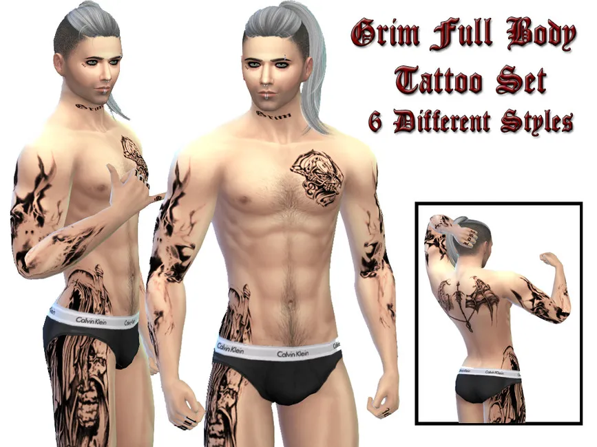 Grim Full Body Male Tattoo Set