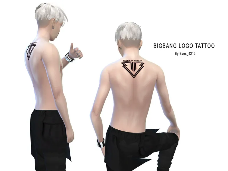 K-Pop BIGBANG Logo Back Tattoo for Male