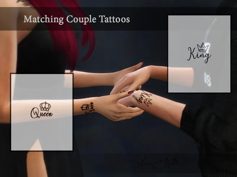 Matching Couple Tattoos – King & Queen