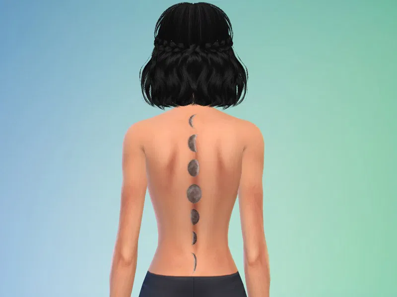 Moon Phase Spine Tattoo