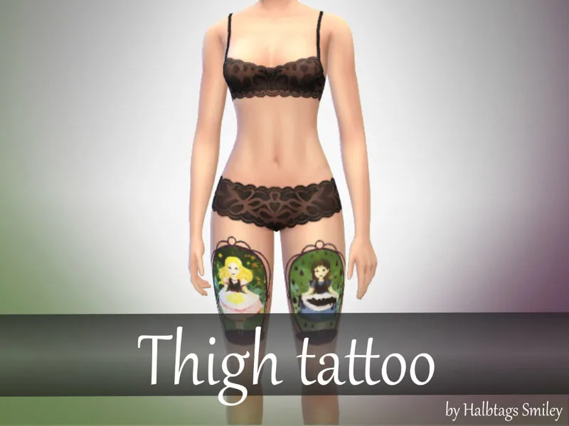 Mother Hulda thigh tattoo