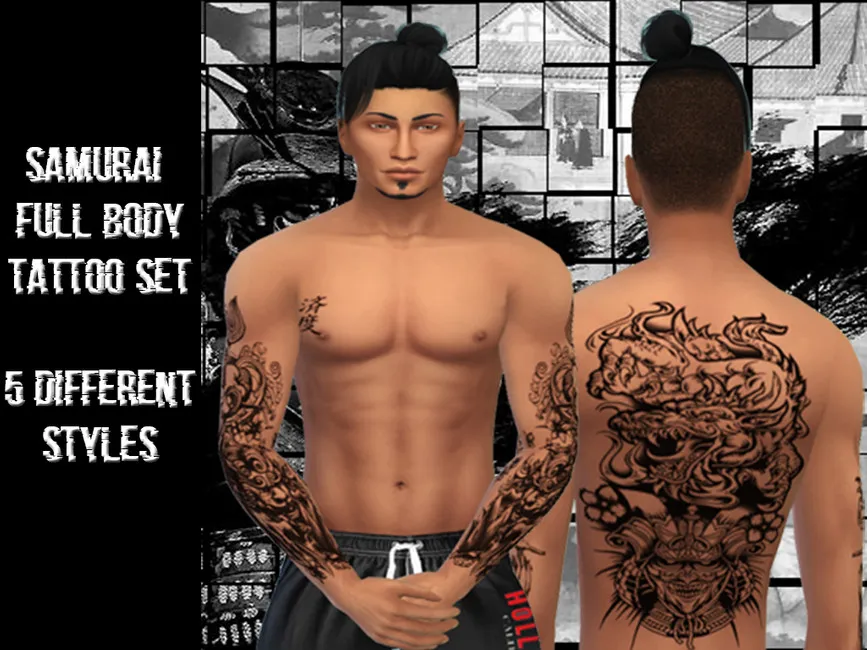 Samurai Full Body Male Tattoo Set