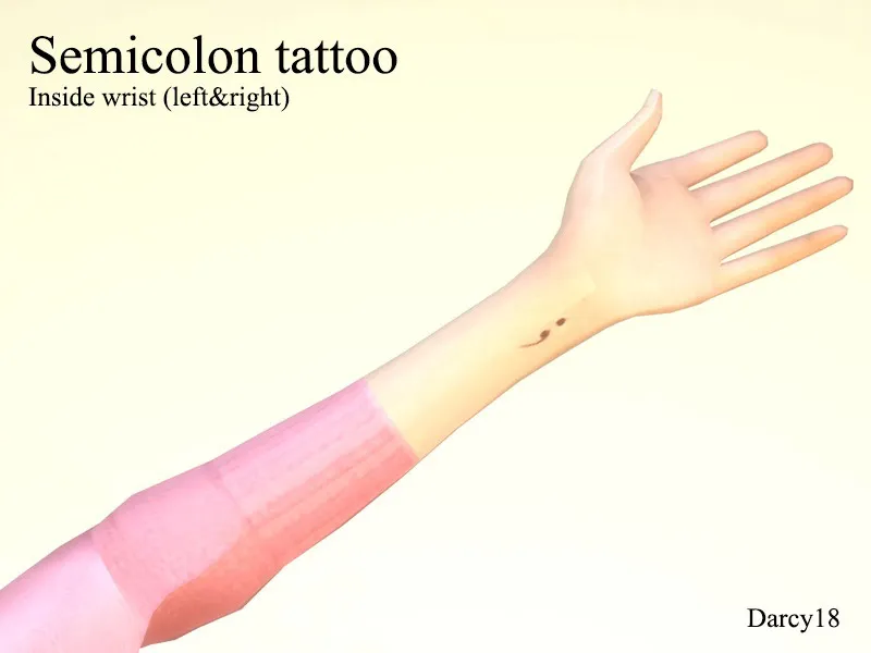 Semicolon tattoo (inside wrist)