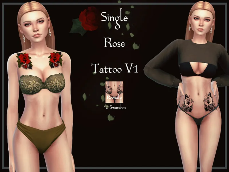 Single Rose Tattoo V1