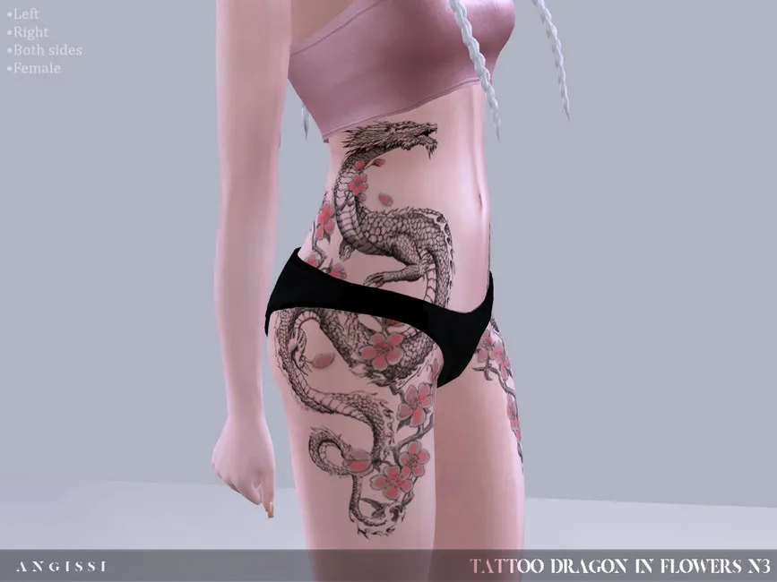 Tattoo-Dragon in Flowers N3