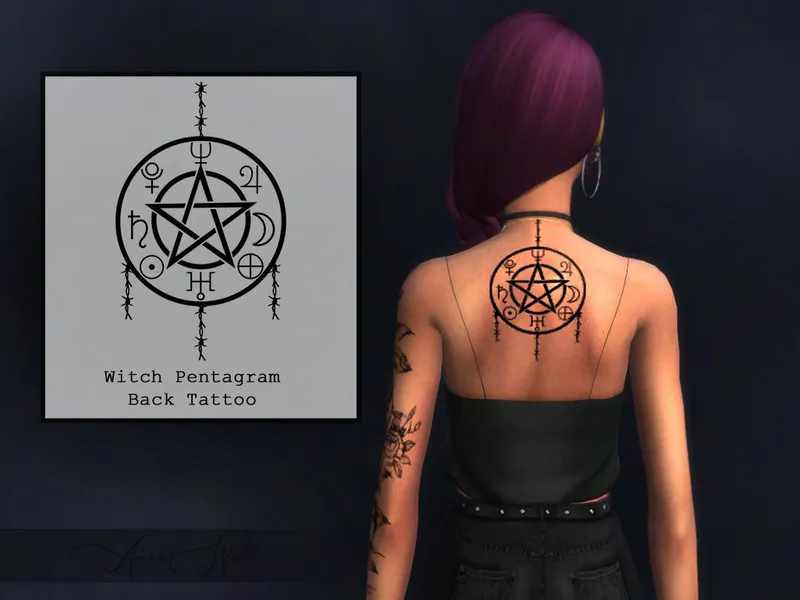 Witch Pentagram Back Tattoo