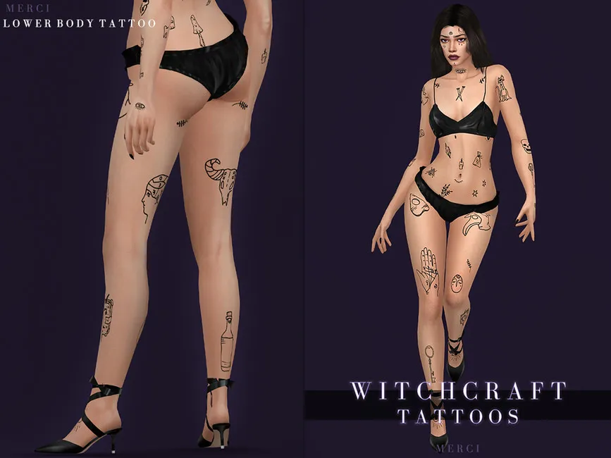 Witchcraft Lower Body Tattoo