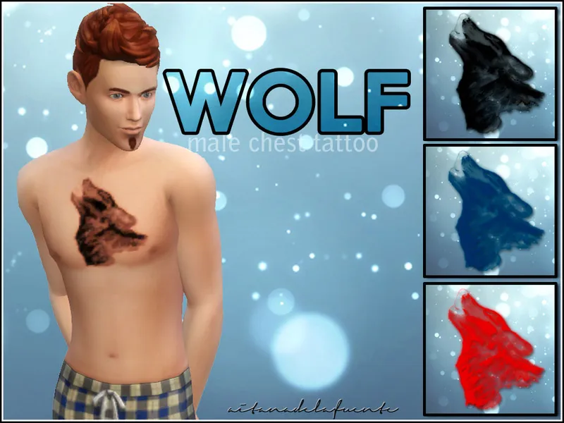 Wolf chest tattoo (male)