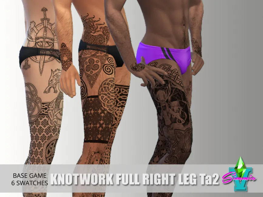 Knotwork Full Right Leg Tattoo