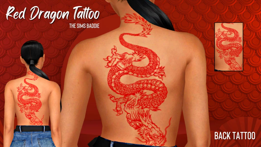 Red Dragon Back Tattoo
