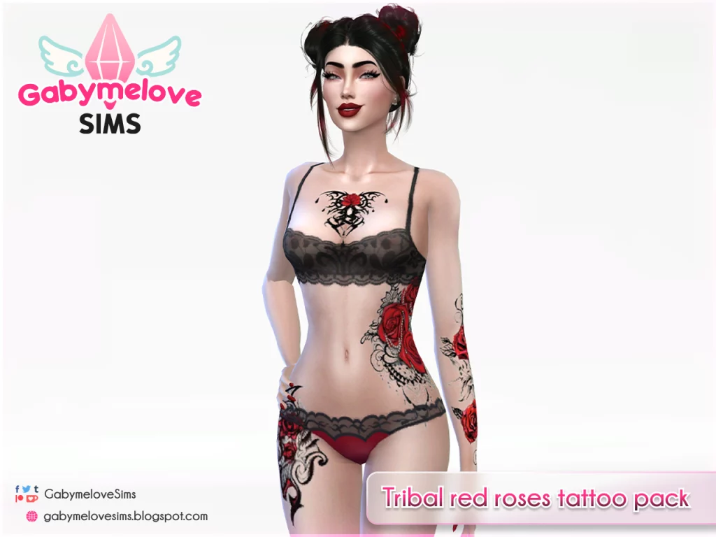 Tribal red roses tattoo pack